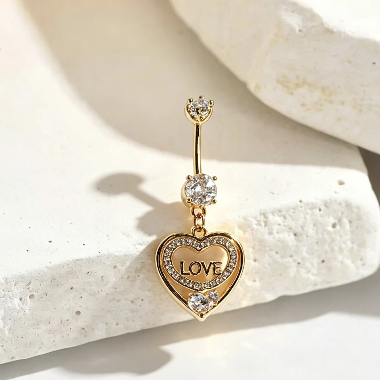 Heart Shape Metal Belly Ring In Gold For Women, Perfect Wedding Jewelry Accessory