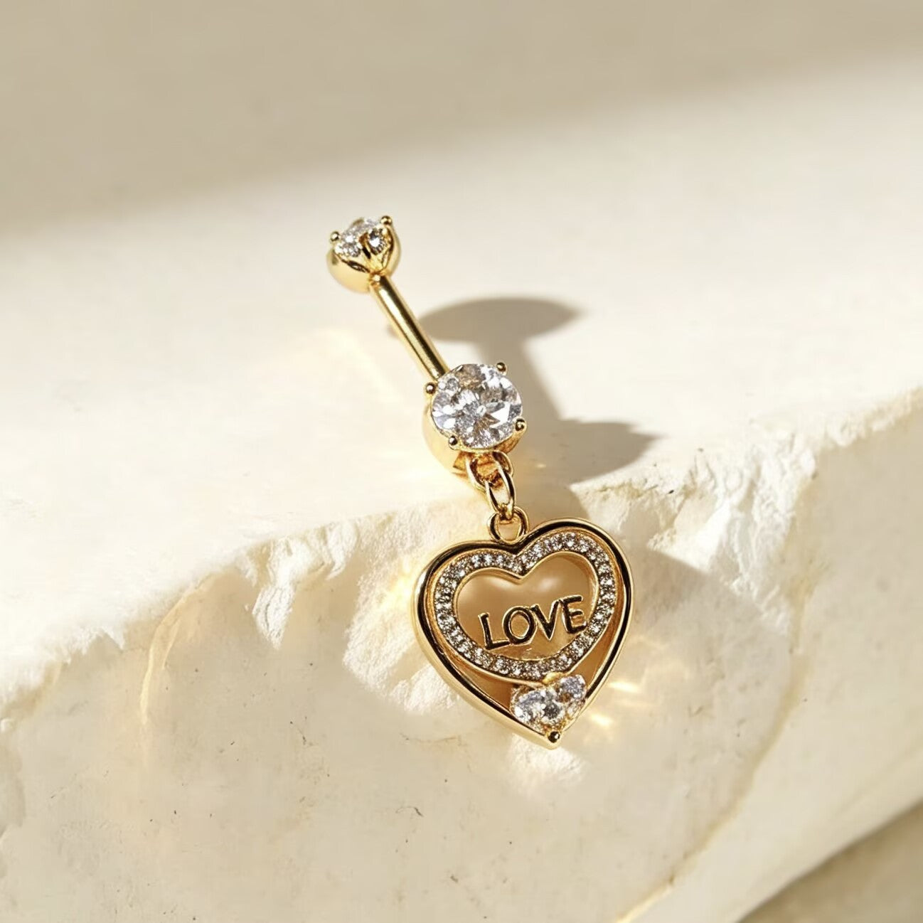 Heart Shape Metal Belly Ring In Gold For Women, Perfect Wedding Jewelry Accessory