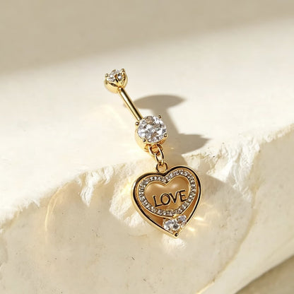 Heart Shape Metal Belly Ring In Gold For Women, Perfect Wedding Jewelry Accessory