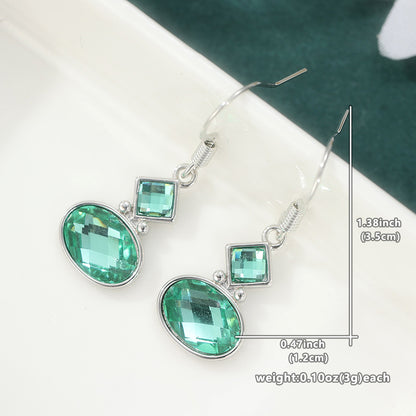 Bohemian Ethnic Green Drop Earrings For Women, Copper Ear Pins With Electroplated Finish
