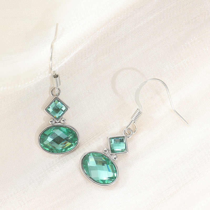 Bohemian Ethnic Green Drop Earrings For Women, Copper Ear Pins With Electroplated Finish