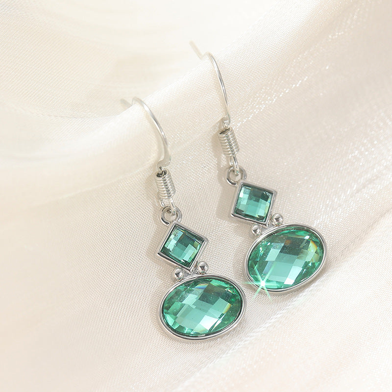 Bohemian Ethnic Green Drop Earrings For Women, Copper Ear Pins With Electroplated Finish
