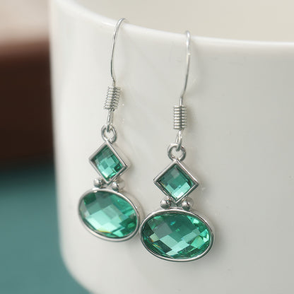 Bohemian Ethnic Green Drop Earrings For Women, Copper Ear Pins With Electroplated Finish
