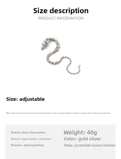 Ethnic Style Snake Hair Chain Insert Comb For Women With Rhinestones In Silver