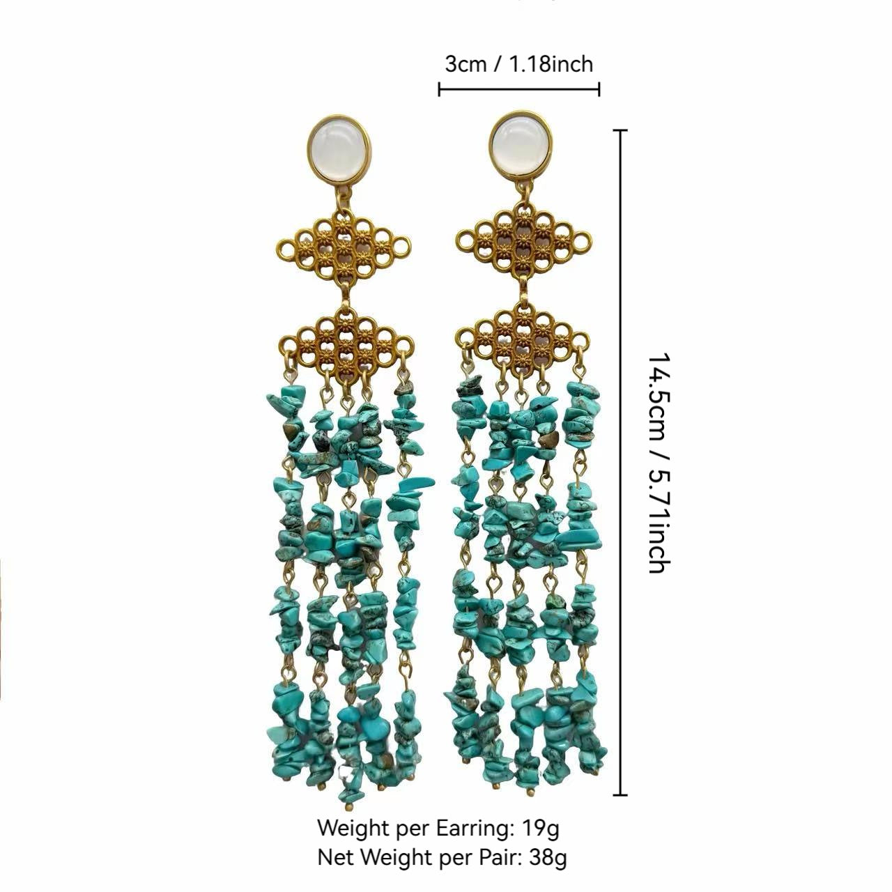 Retro Geometric Peacock Blue Earrings For Women With 925 Sterling Silver Posts And Turquoise Inlay Alloy Design