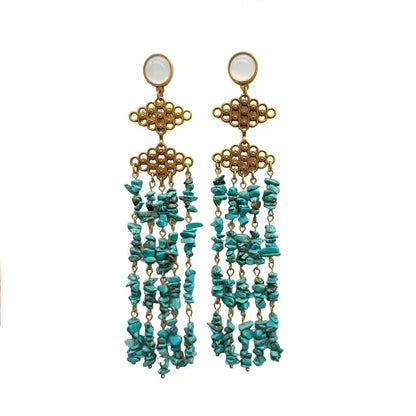 Retro Geometric Peacock Blue Earrings For Women With 925 Sterling Silver Posts And Turquoise Inlay Alloy Design
