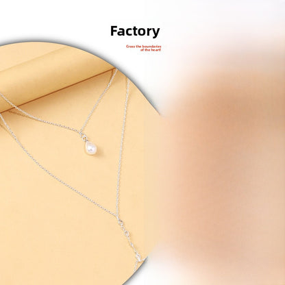 Silver Alloy Body Chain For Women In Simple Style With White Crystal Inlay And Electroplated Finish