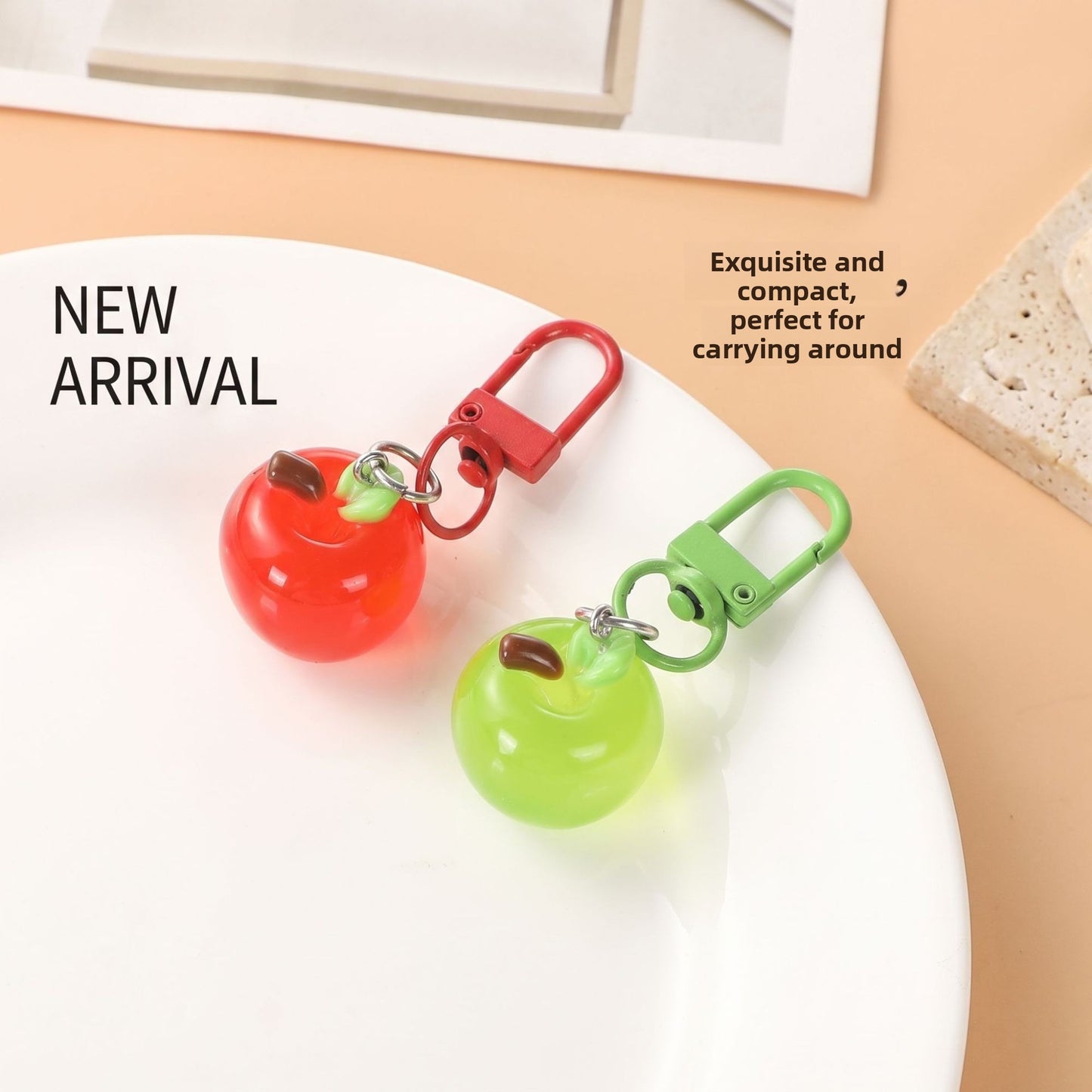 Apple Red Bag Charm Key Chain For Children’s Day, Resin Material Accessory
