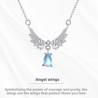 Wings Necklace For Women In S999 Silver Featuring A 925 Sterling Silver Cable Chain In Silver