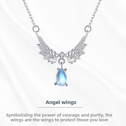 Wings Necklace For Women In S999 Silver Featuring A 925 Sterling Silver Cable Chain In Silver