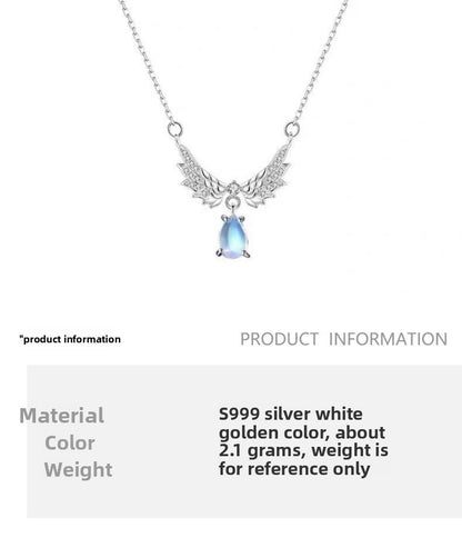 Wings Necklace For Women In S999 Silver Featuring A 925 Sterling Silver Cable Chain In Silver