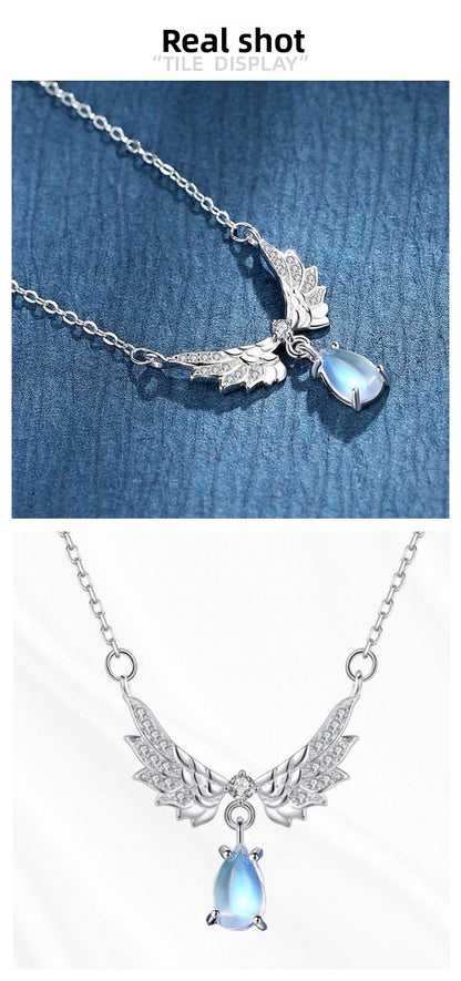 Wings Necklace For Women In S999 Silver Featuring A 925 Sterling Silver Cable Chain In Silver