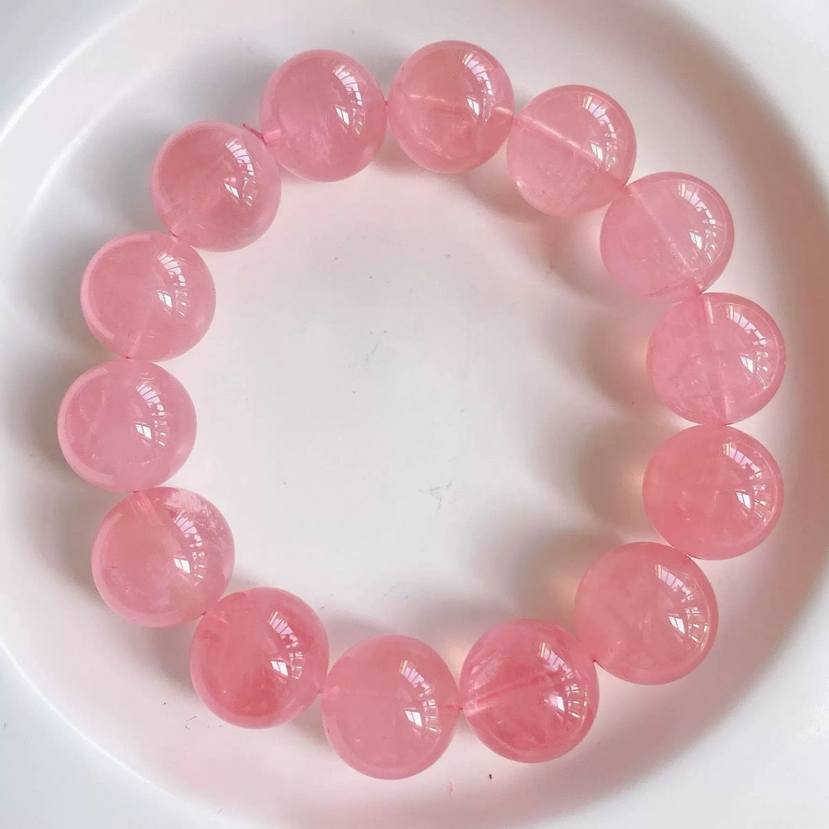Sweet Geometric Crystal Bracelet For Women With Natural Pink 7-8mm Beaded Pearls