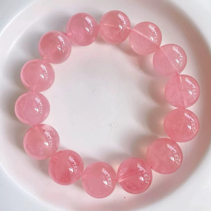 Sweet Geometric Crystal Bracelet For Women With Natural Pink 7-8mm Beaded Pearls