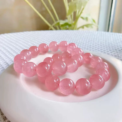 Sweet Geometric Crystal Bracelet For Women With Natural Pink 7-8mm Beaded Pearls