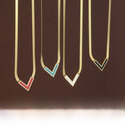 Geometric Multicolor Titanium Steel Necklace With Shell Inlay, Waterproof Non Tarnish, 18K Real Gold Plated For Women