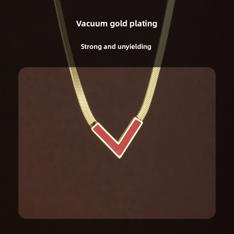 Geometric Multicolor Titanium Steel Necklace With Shell Inlay, Waterproof Non Tarnish, 18K Real Gold Plated For Women