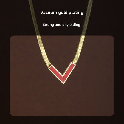Geometric Multicolor Titanium Steel Necklace With Shell Inlay, Waterproof Non Tarnish, 18K Real Gold Plated For Women