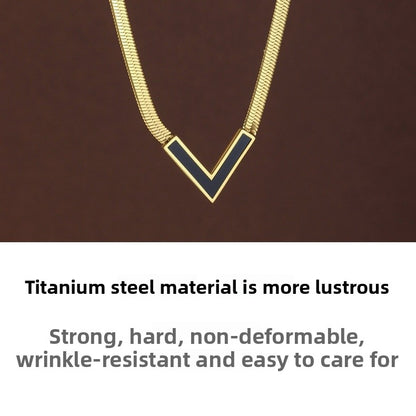 Geometric Multicolor Titanium Steel Necklace With Shell Inlay, Waterproof Non Tarnish, 18K Real Gold Plated For Women