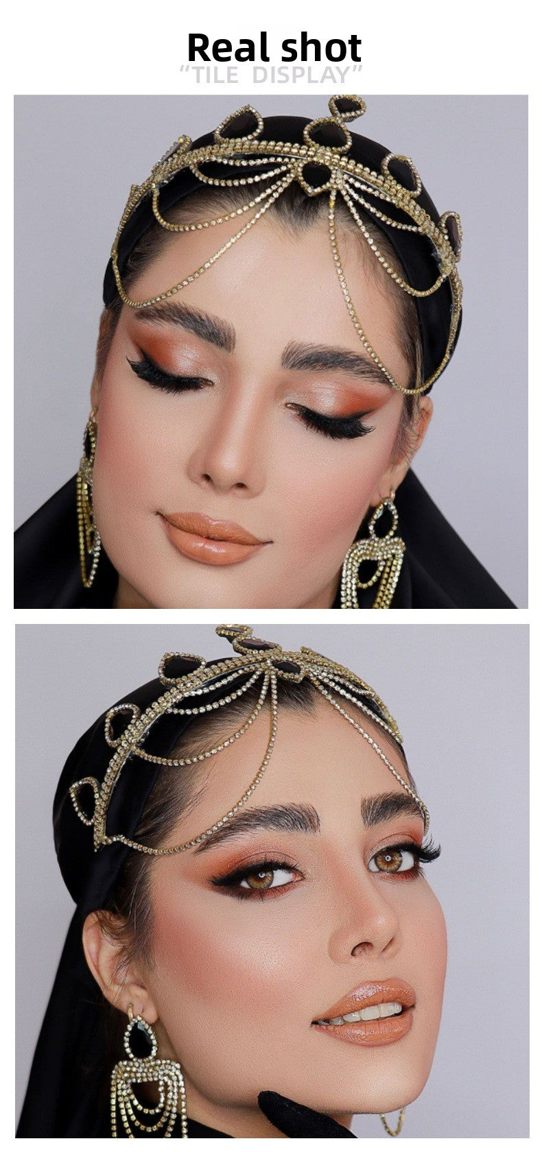 Ethnic Style Tassel Hair Chain For Women With Rhinestones In Silver, Elegant Hair Accessory Headband