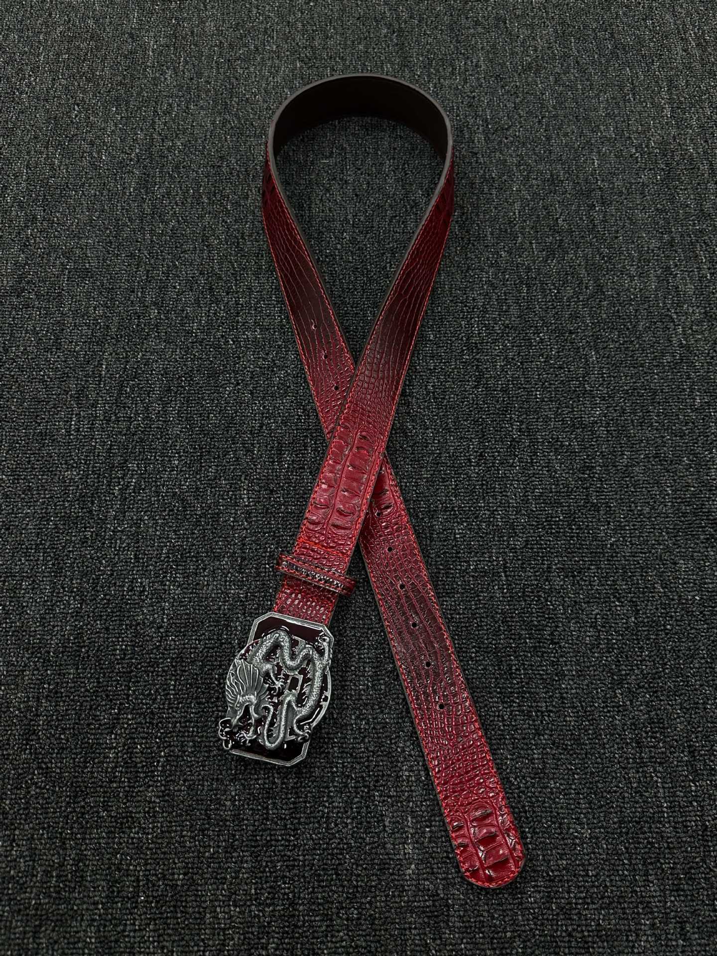 Punk Dragon Belt In Red PU Leather With Alloy Buckle