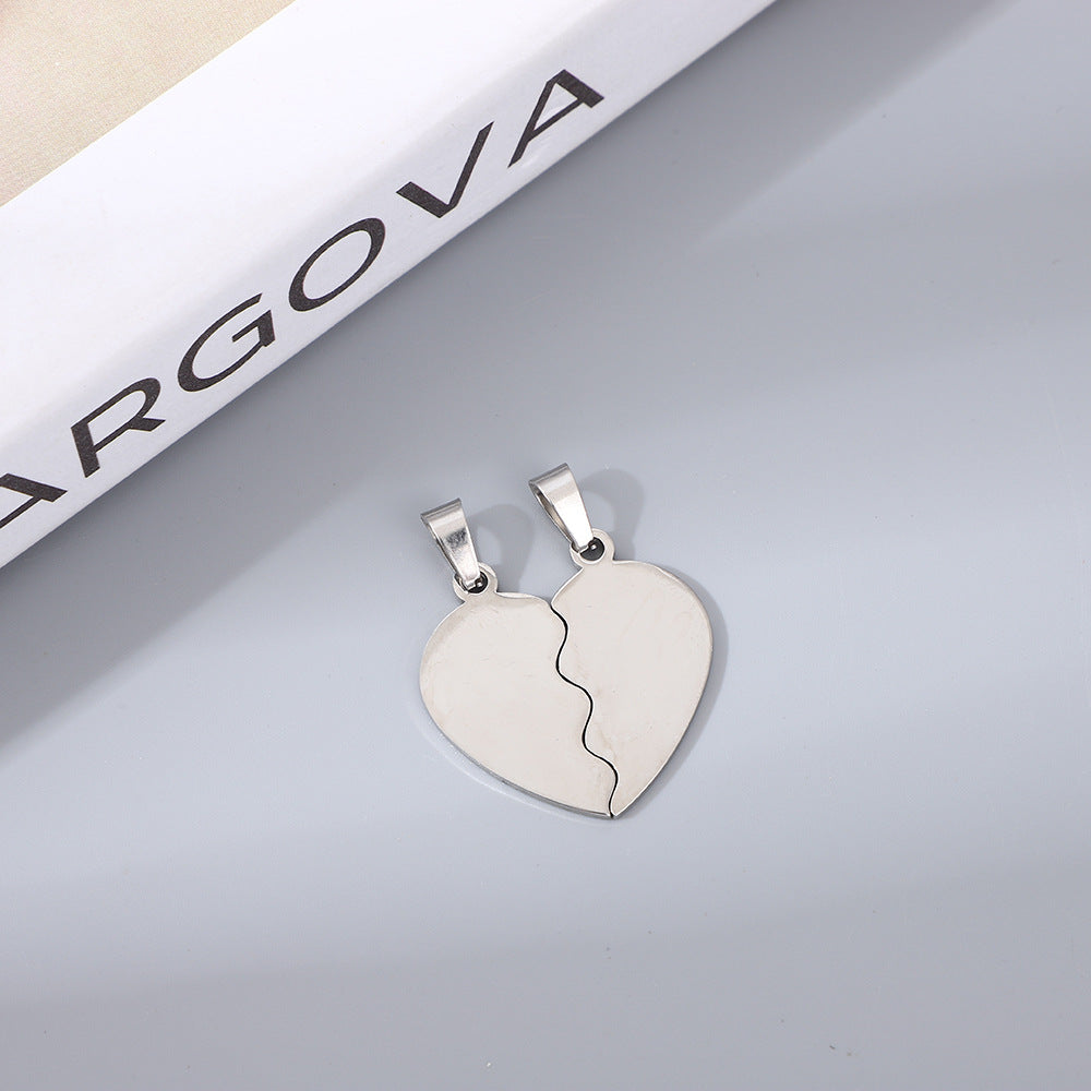 Sweet Heart Shape Pendant Necklace For Couples In 304 Stainless Steel With 18K Real Gold Electroplated Cable Chain