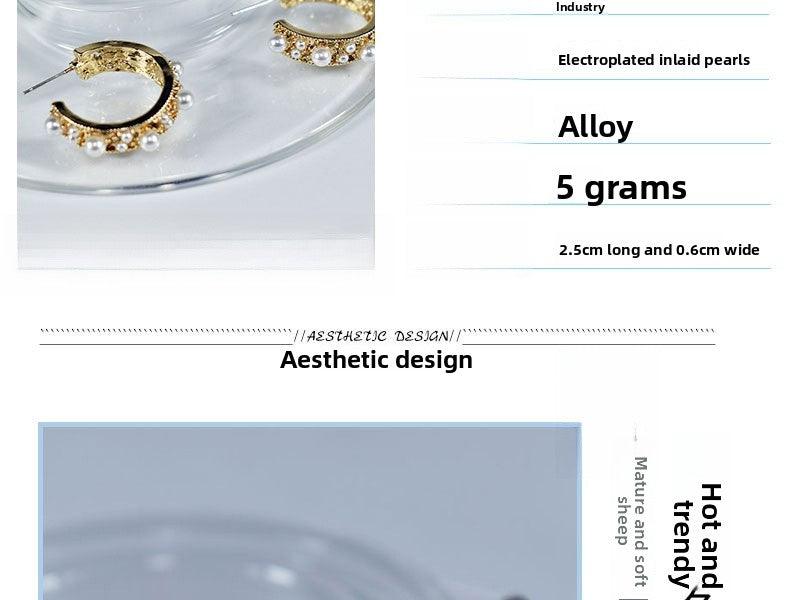 Geometric Stud Earrings For Women In Electroplated Alloy With Artificial Gemstones