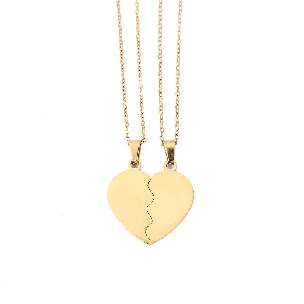 Sweet Heart Shape Pendant Necklace For Couples In 304 Stainless Steel With 18K Real Gold Electroplated Cable Chain