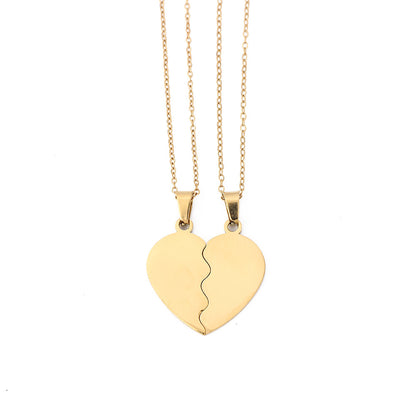 Sweet Heart Shape Pendant Necklace For Couples In 304 Stainless Steel With 18K Real Gold Electroplated Cable Chain
