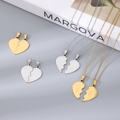 Sweet Heart Shape Pendant Necklace For Couples In 304 Stainless Steel With 18K Real Gold Electroplated Cable Chain