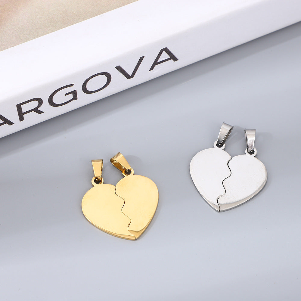 Sweet Heart Shape Pendant Necklace For Couples In 304 Stainless Steel With 18K Real Gold Electroplated Cable Chain