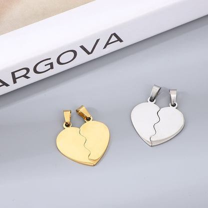 Sweet Heart Shape Pendant Necklace For Couples In 304 Stainless Steel With 18K Real Gold Electroplated Cable Chain
