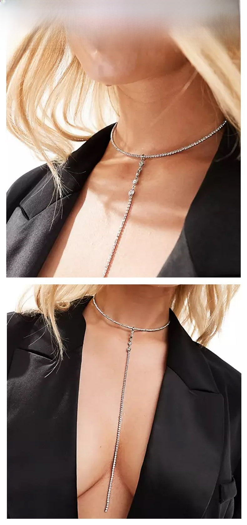 Round Tassel Choker Necklace For Women In Alloy With Rhinestone Pendant