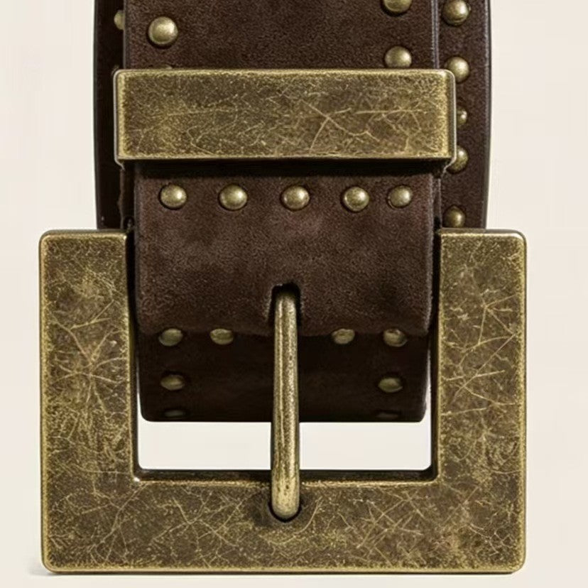 Unisex Punk PU Leather Belt With Alloy Snap Buckle In Coffer Color