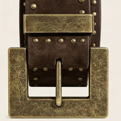 Unisex Punk PU Leather Belt With Alloy Snap Buckle In Coffer Color