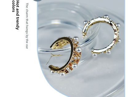 Geometric Stud Earrings For Women In Electroplated Alloy With Artificial Gemstones