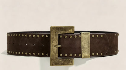 Unisex Punk PU Leather Belt With Alloy Snap Buckle In Coffer Color