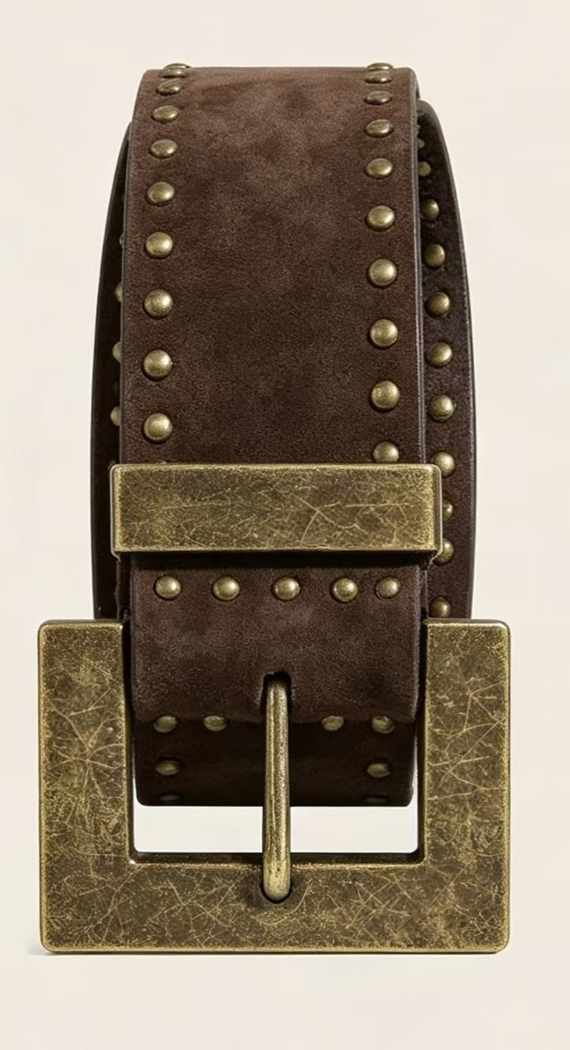 Unisex Punk PU Leather Belt With Alloy Snap Buckle In Coffer Color