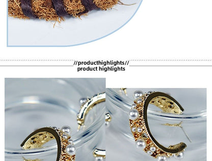 Geometric Stud Earrings For Women In Electroplated Alloy With Artificial Gemstones