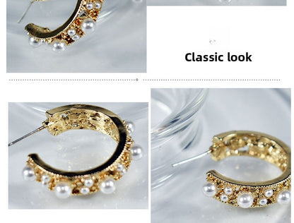 Geometric Stud Earrings For Women In Electroplated Alloy With Artificial Gemstones