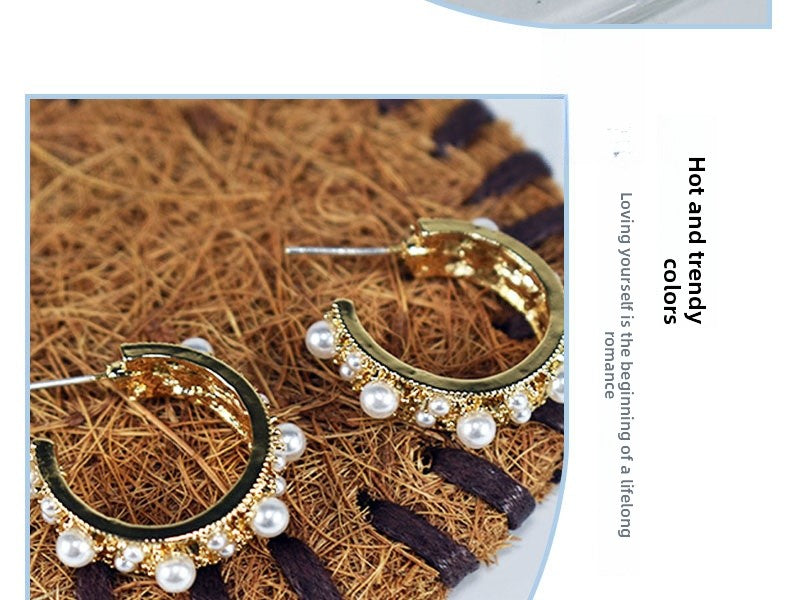 Geometric Stud Earrings For Women In Electroplated Alloy With Artificial Gemstones