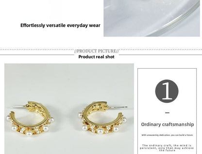 Geometric Stud Earrings For Women In Electroplated Alloy With Artificial Gemstones