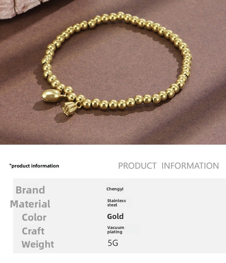 Lotus Waterproof Non Tarnish Bracelets For Women In Sweet Style With Titanium Steel Pendant And PVD Coated Stainless Steel