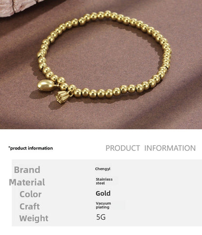 Lotus Waterproof Non Tarnish Bracelets For Women In Sweet Style With Titanium Steel Pendant And PVD Coated Stainless Steel