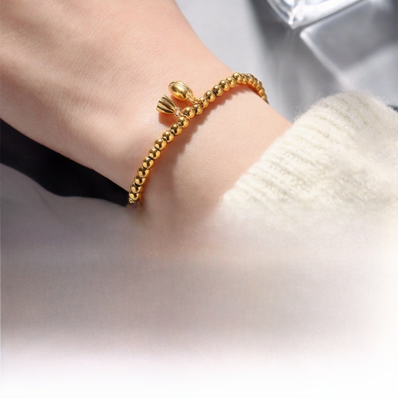 Lotus Waterproof Non Tarnish Bracelets For Women In Sweet Style With Titanium Steel Pendant And PVD Coated Stainless Steel