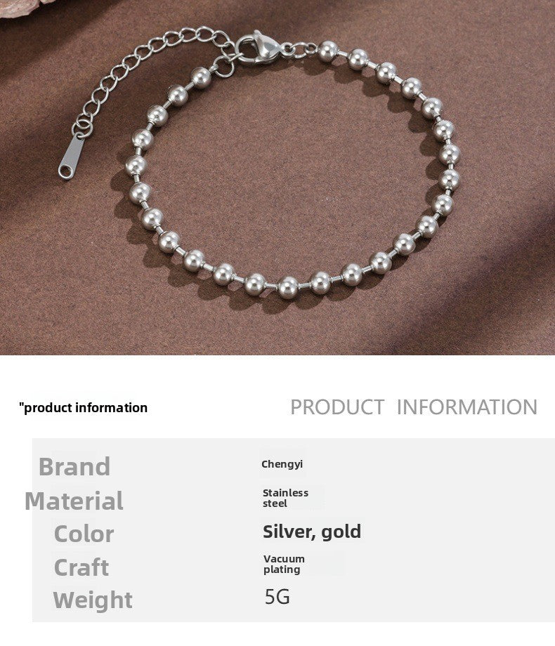 Round Waterproof Non Tarnish Stainless Steel Bracelet For Women In Gold