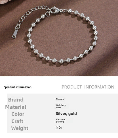 Round Waterproof Non Tarnish Stainless Steel Bracelet For Women In Gold
