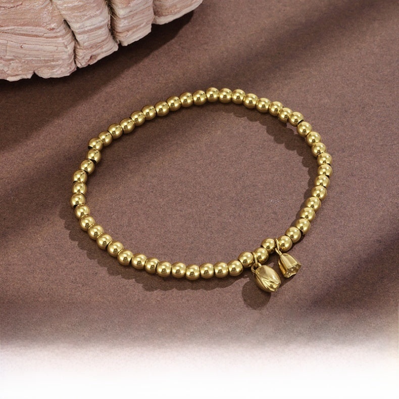 Lotus Waterproof Non Tarnish Bracelets For Women In Sweet Style With Titanium Steel Pendant And PVD Coated Stainless Steel