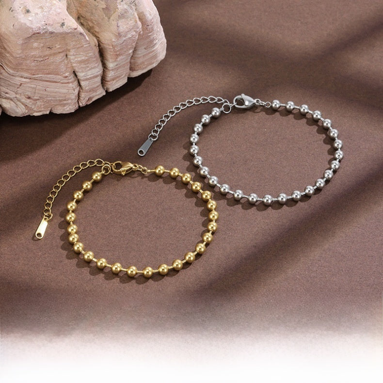 Round Waterproof Non Tarnish Stainless Steel Bracelet For Women In Gold