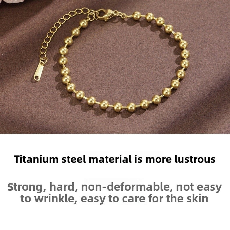 Round Waterproof Non Tarnish Stainless Steel Bracelet For Women In Gold